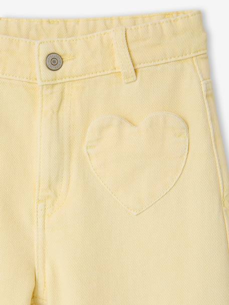 Pantalon large fille poches cœur jaune pâle+rose poudré 4 - vertbaudet enfant 