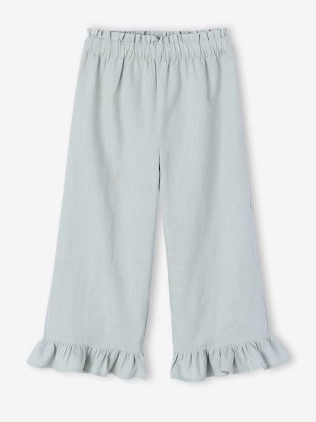Pantacourt fille large volants vert sauge 1 - vertbaudet enfant 