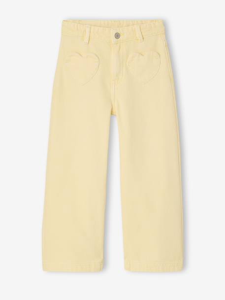 Pantalon large fille poches cœur jaune pâle+rose poudré 2 - vertbaudet enfant 