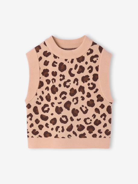 Pull sans manche fille écru+Léopard 7 - vertbaudet enfant 