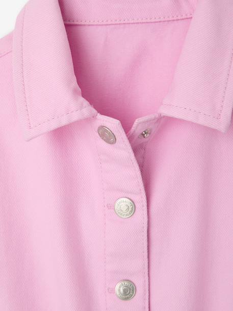 Robe ceinturée fille en twill coton mauve 3 - vertbaudet enfant 