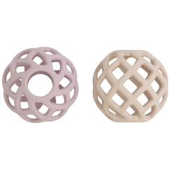 Jouet-Premier âge-Lot de 2 balles de préhension vieux rose-warm linen