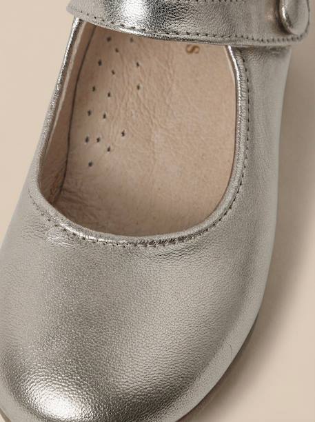 Babies en cuir irisé fille Blanc casse+Dore 12 - vertbaudet enfant 