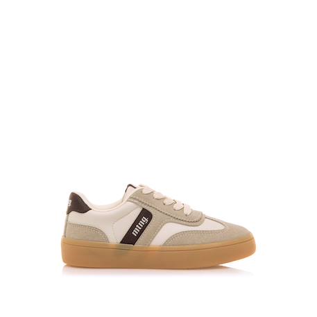 Sneakers garçon synthétique lacets Beige+Blanc noir 1 - vertbaudet enfant 