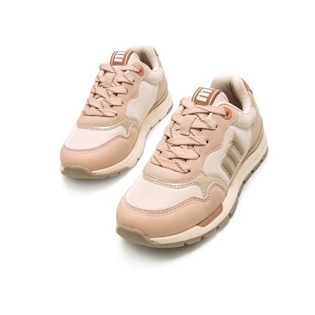 Sneakers filles textile lacets Beige clair+Pink 7 - vertbaudet enfant 