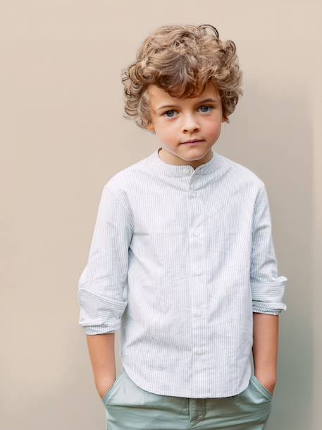 Chemise lin et coton – collection fêtes et mariages Rayure celadon 2 - vertbaudet enfant 