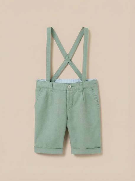 Bermuda lin/coton garçon - collection fêtes et mariages Celadon clair 1 - vertbaudet enfant 
