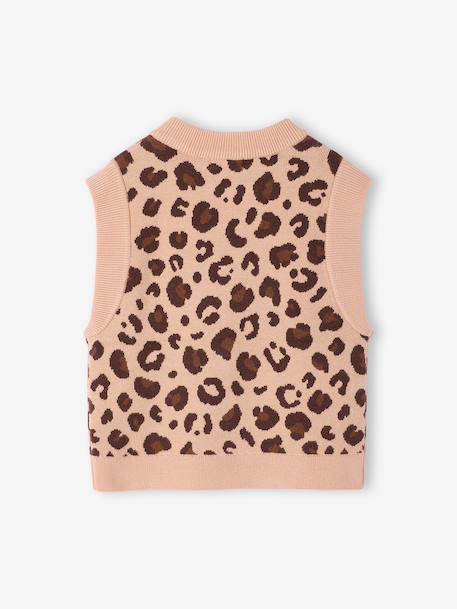 Pull sans manche fille écru+Léopard 8 - vertbaudet enfant 