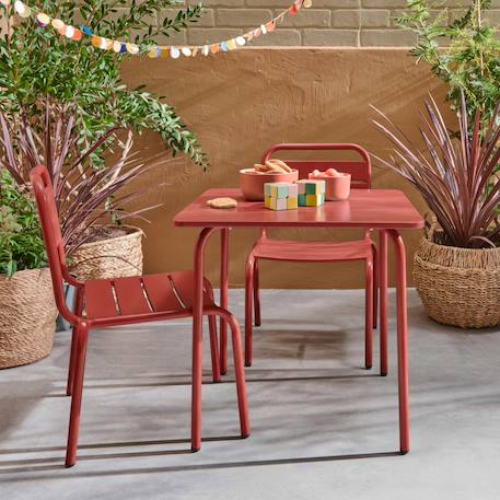 Salon de jardin enfant table et chaises métal anna - 2 places, 48x48cm Terracotta 1 - vertbaudet enfant 