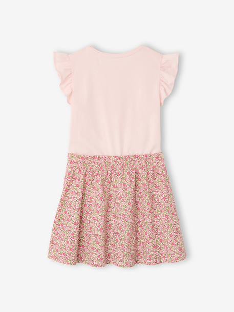 Robe fille effet 2 en 1 écru+indigo+rayé rose+rose pâle 20 - vertbaudet enfant 