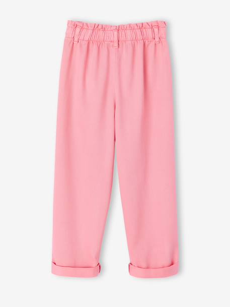 Pantalon fille style paperbag Lyocell fluide corail+kaki+rose 12 - vertbaudet enfant 