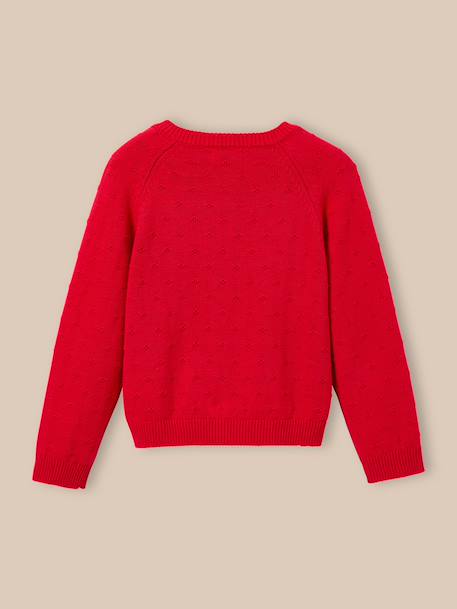 Cardigan  point fantaisie Ecru+Rouge theatre+Sorbet 7 - vertbaudet enfant 