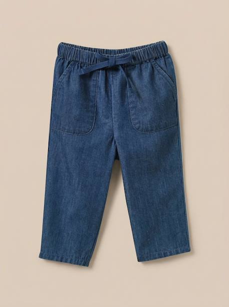 Pantalon en denim light bébé Denim bleu 1 - vertbaudet enfant 