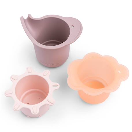 Jeu d'eau lot de 3 gobelets empilables elphee Jaune, vert, transparent+Rose 8 - vertbaudet enfant 