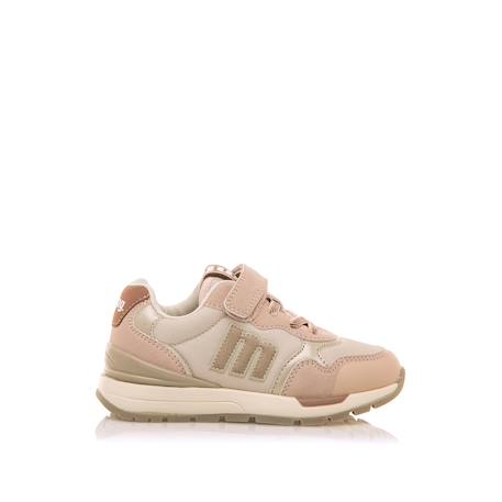 Sneakers filles textile lacets- fermeture adhésive Beige clair+Pink 6 - vertbaudet enfant 