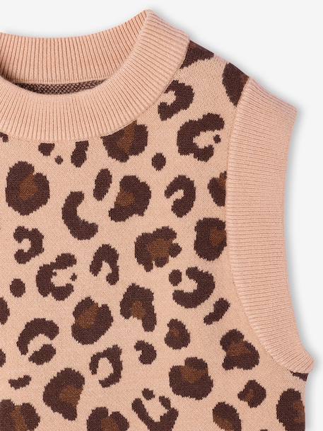Pull sans manche fille écru+Léopard 9 - vertbaudet enfant 