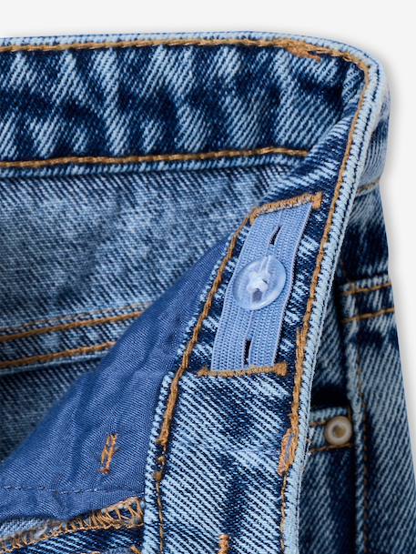 Jean fille mom brodé fleurs bleu clair+bleu moyen 10 - vertbaudet enfant 