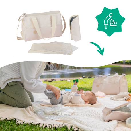 Sac à langer bébé pocketstyle Blanc+Vert, écru 3 - vertbaudet enfant 