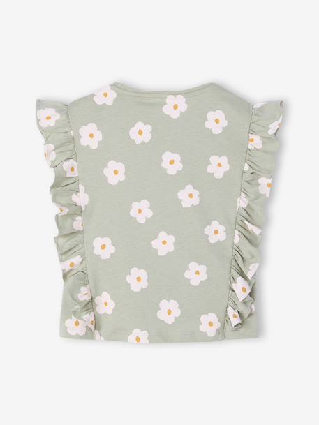 T-shirt manches courtes fille volants marine+vert sauge 7 - vertbaudet enfant 