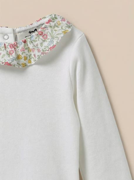 Body col en tissu liberty bébé - coton biologique Blanc doux 3 - vertbaudet enfant 
