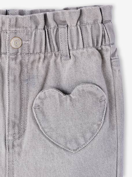 Jean fille paperbag poches coeur bleu moyen+denim brut+denim gris 12 - vertbaudet enfant 