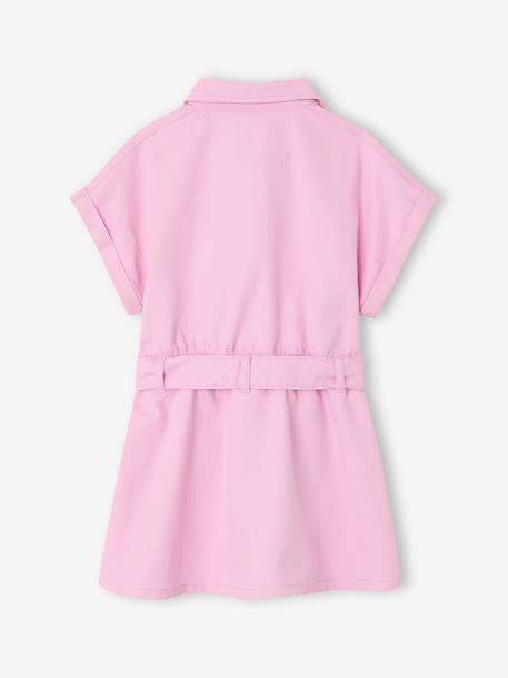 Robe ceinturée fille en twill coton mauve 2 - vertbaudet enfant 