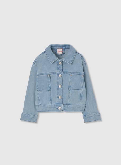 Veste en jean fille coton délavé Bleu 1 - vertbaudet enfant 