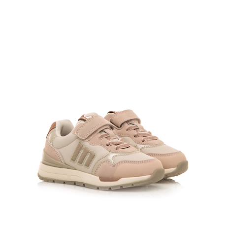 Sneakers filles textile lacets- fermeture adhésive Beige clair+Pink 10 - vertbaudet enfant 