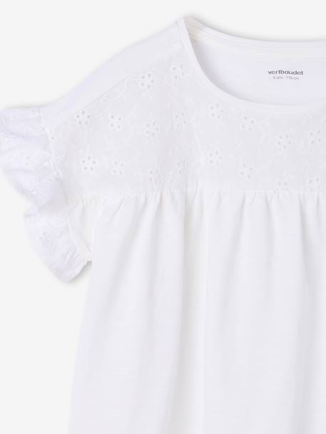 T-shirt fille manches détails brodés corail+écru+kaki 7 - vertbaudet enfant 