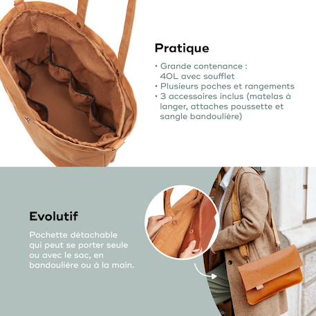 Sac à langer bébé tote bag sherpa Marron 4 - vertbaudet enfant 