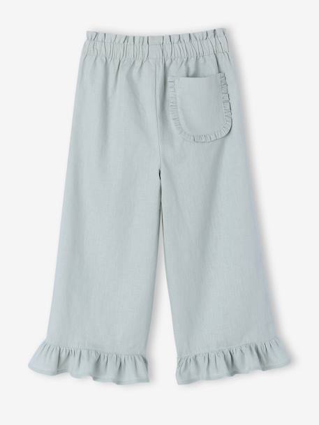 Pantacourt fille large volants vert sauge 2 - vertbaudet enfant 
