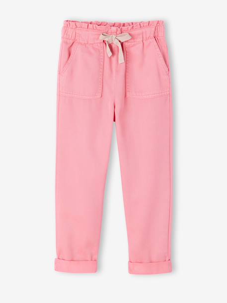 Pantalon fille style paperbag Lyocell fluide corail+kaki+rose 11 - vertbaudet enfant 