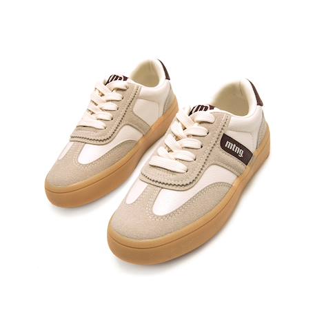 Sneakers garçon synthétique lacets Beige+Blanc noir 2 - vertbaudet enfant 
