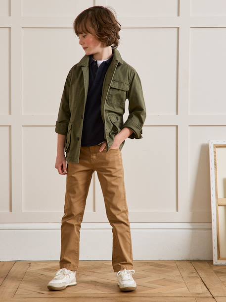 Pantalon 5 poches garçon Denim bleu+Kaki+Marine clair+Toffee 17 - vertbaudet enfant 