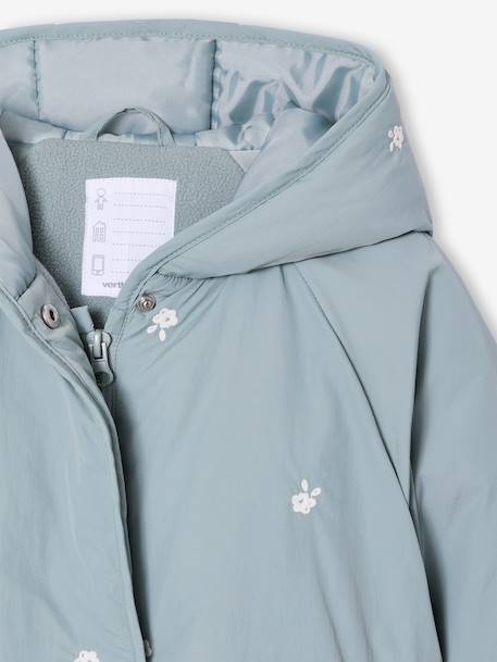 Doudoune légère fille brodée vert de gris 8 - vertbaudet enfant 