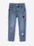 Jean fille mom brodé fleurs bleu clair+bleu moyen 6 - vertbaudet enfant 