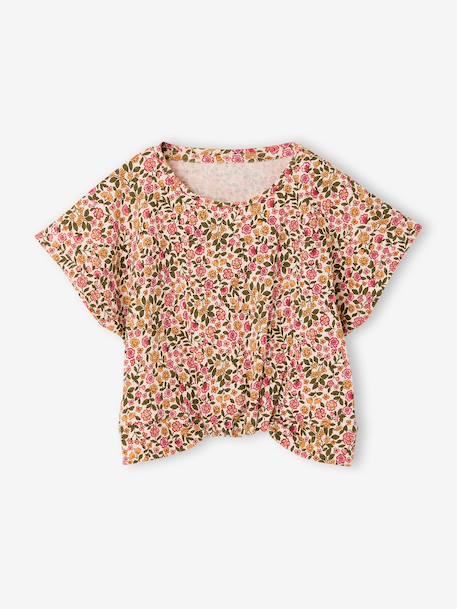 Blouse manches courtes blanc imprimé+vert amande 2 - vertbaudet enfant 