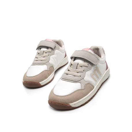 Sneakers filles synthétique lacets- fermeture adhésive barefoot Rose sable+White 8 - vertbaudet enfant 