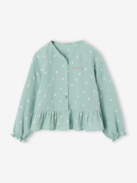 Chemise fille en gaze de coton rose pâle+vert d'eau 11 - vertbaudet enfant 