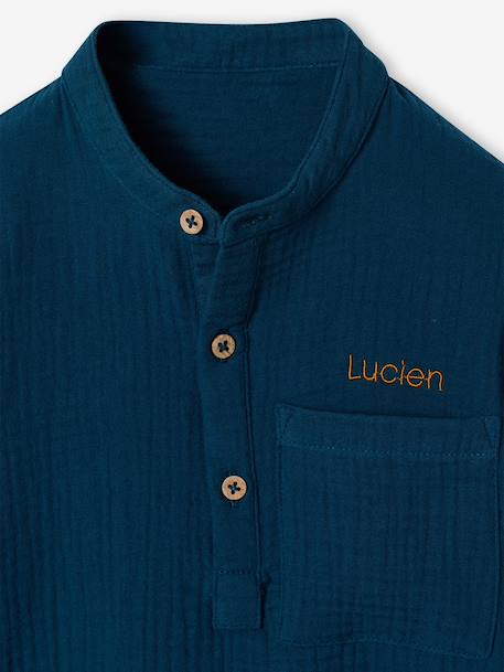 Chemise en gaze de coton personnalisable garçon manches retroussables Bleu moyen+bleu pétrole+écru+vert+vert d'eau 13 - vertbaudet enfant 