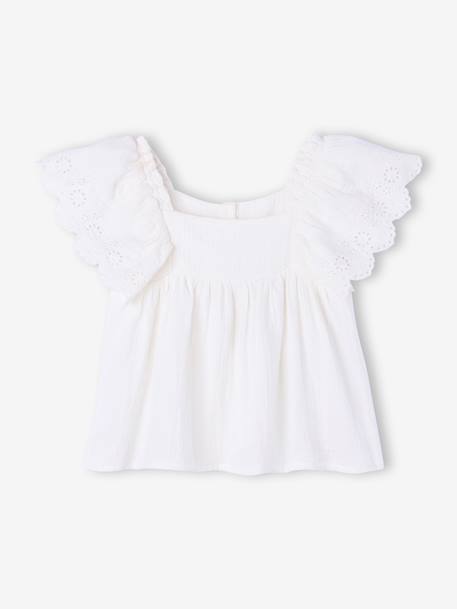 Blouse à volants gaze de coton écru 1 - vertbaudet enfant 