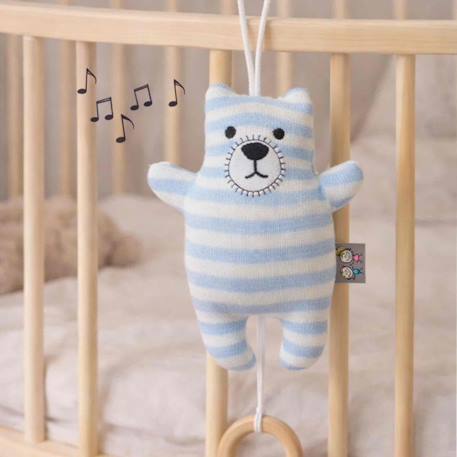 Peluche musicale ourson en coton Bleu 2 - vertbaudet enfant 