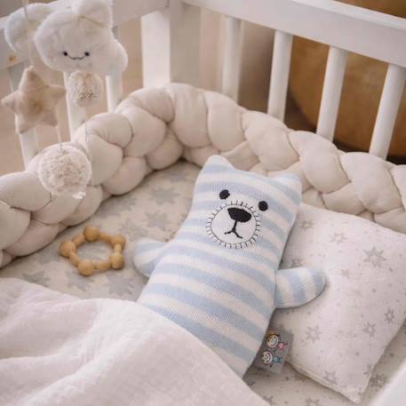 Peluche doudou ourson en coton tricoté Bleu 3 - vertbaudet enfant 