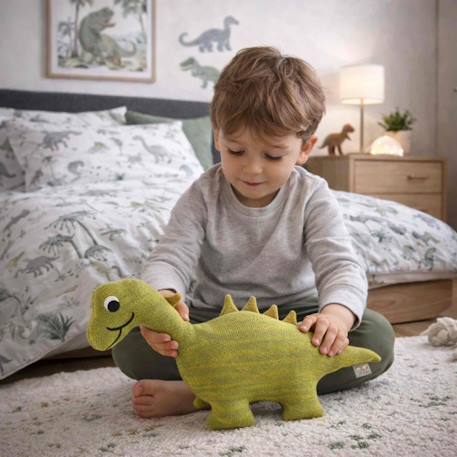 Grande peluche dinosaure en coton tricoté Vert 2 - vertbaudet enfant 
