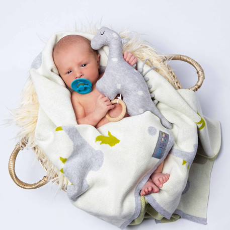 Peluche musicale en tricot de coton dino Dino gris 4 - vertbaudet enfant 