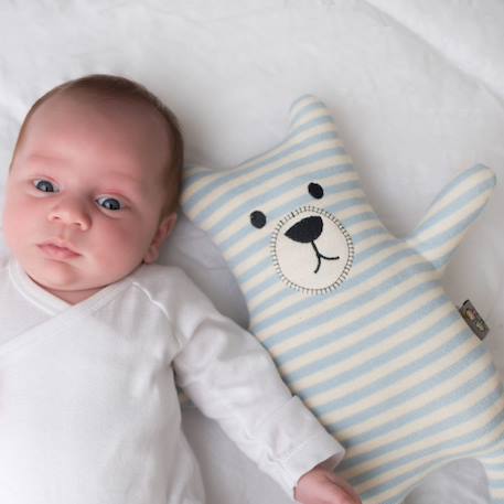 Peluche doudou ourson en coton tricoté Bleu 5 - vertbaudet enfant 
