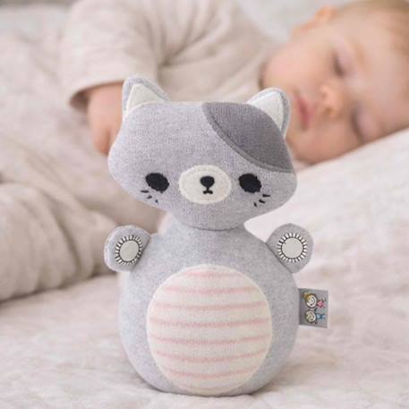 Jouet d'éveil bébé – culbuto chat en coton Gris 5 - vertbaudet enfant 