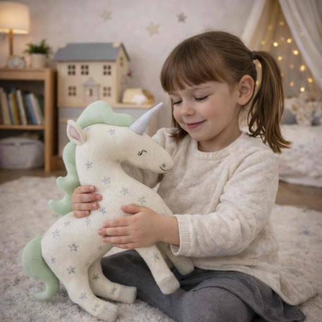 Peluche licorne en coton tricoté Écru 2 - vertbaudet enfant 