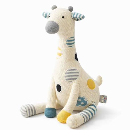 Peluche doudou girafe en coton tricoté Écru 1 - vertbaudet enfant 
