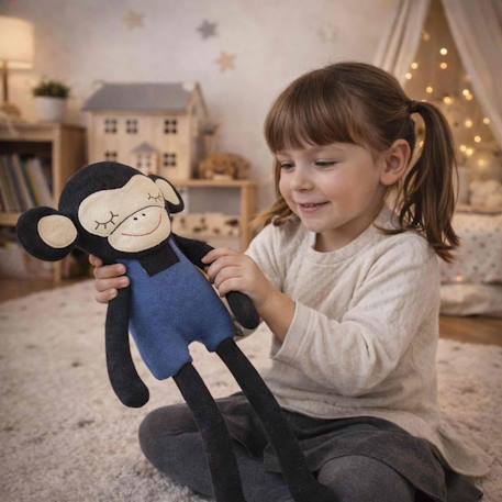Grande peluche singe en coton tricoté Bleu 2 - vertbaudet enfant 